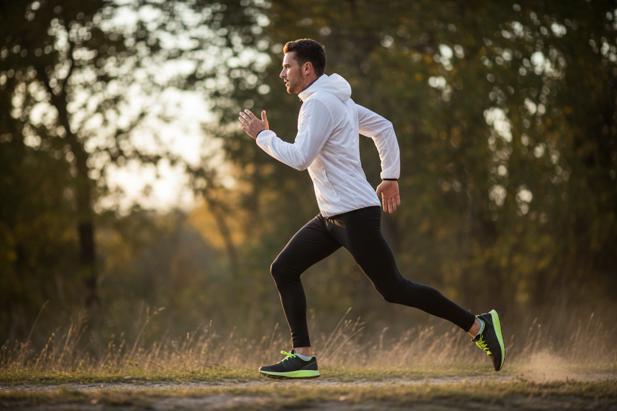 the man should be jogging and it should be a side view dont want to see his front